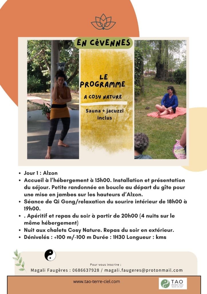 Jour 1 — accueil aux chalets Cosy Nature, sauna et jacuzzi inclus